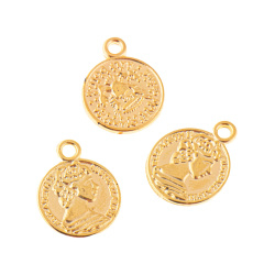 پلاک آویز طلایی سکه الیزابت کوچک سایز  cm 1.4
