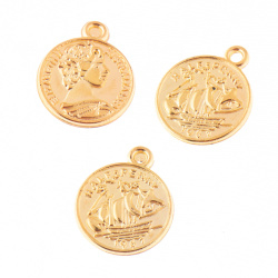 پلاک آویز طلایی سکه الیزابت بزرگ سایز cm 2