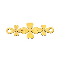 پلاک دستبندی استیل طلایی طرح گل 34mm
