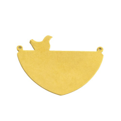 قاب آویز برنجی طلایی تخت طرح پرنده 30*39 mm