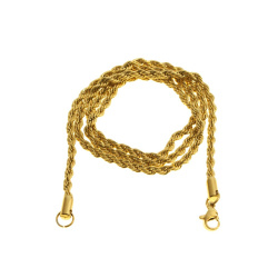 زنجیر استیل طلایی طنابی سایز 2 قفل دار