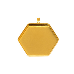  آویز برنجی طلایی طرح شش ضلعی کد sh2