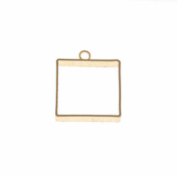 قاب آویز برنجی طلایی طرح مربع 25 mm 