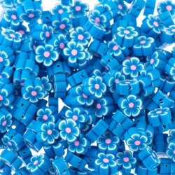 مهره فیمو طرح گل آبی سایز 10mm