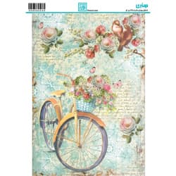 کاغذ دکوپاژ طرح دوچرخه سایز A4 کد 6342