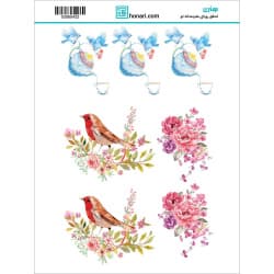 ترانسفر طرح گل و پرنده سایز A3 کد 0432