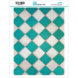 ترانسفر طرح کاشی سفید فیروزه ای سایز A3 کد 0443