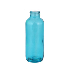 بطری شیشه ای آبی روشن طرح ساحل  18*7 cm