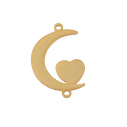 پلاک دستبندی استیل طلایی ماه و قلب 20mm