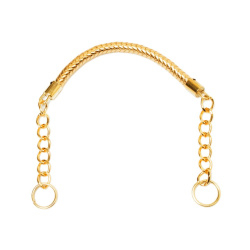 بند کیف بافت طلایی چرم زنجیردار حلقه