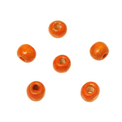مهره رنگی چوبی کروی نارنجی 8mm