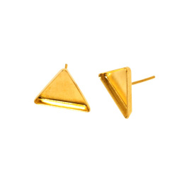 قاب گوشواره برنجی طلایی میخی طرح مثلث کد ms3
