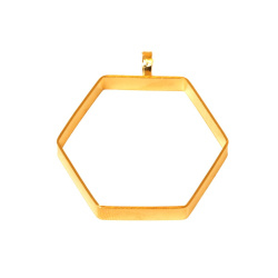 قاب آویز برنجی طلایی طرح شش ضلعی کد sh6