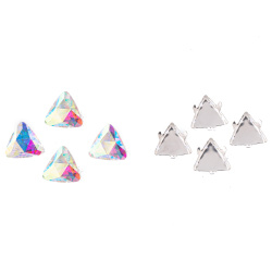 نگین مثلثی سفید هفت رنگ 12mm
