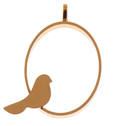 قاب آویز برنجی حلقه و پرنده سایز 48 mm