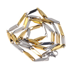 زنجیر استیل طرحدار طلایی نقره ای 15 mm