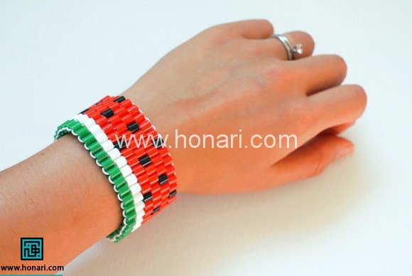 آموزش ساخت دستبند شب یلدا هندوانه شکل با مهره