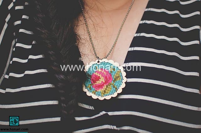 آموزش ساخت پلاك گردنبند خاص شماره دوزی طرح گل رز