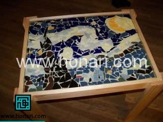 کاشی کاری و میز معرق کاشی شب پر ستاره اثر ونگوگ
