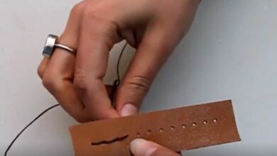 دوخت ساقه دوزی روی چرم